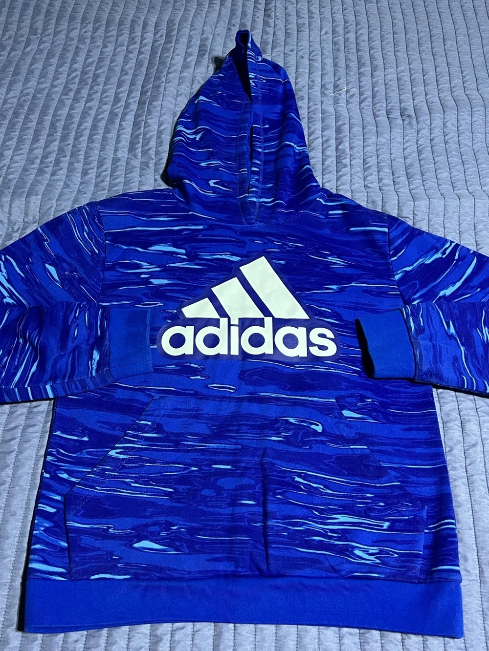 adidas Kids Royal Blue Wave Logo Hoodie L